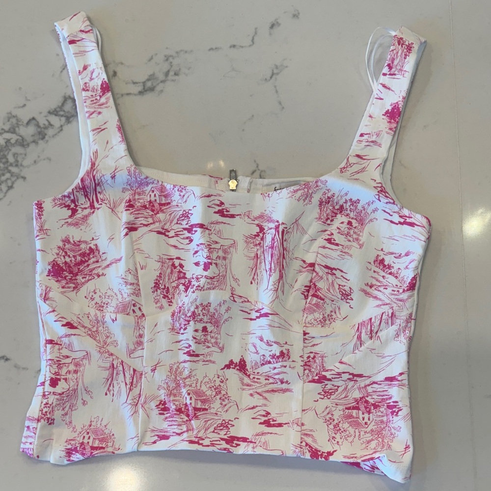 NWT Francesca’s Pink and White Crop Corset Top